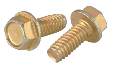1/4"-20 x 5/8" Trilobe Thread Forming Screws for Metal / Unslotted / Hex Washer Head / Low Carbon Steel / Zinc Yellow
