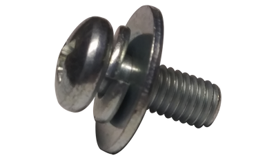 #10-24 x 1/2" Double SEMS Screws / Flat & Split Washers / Phillips / Pan Head / Low Carbon Steel / Zinc