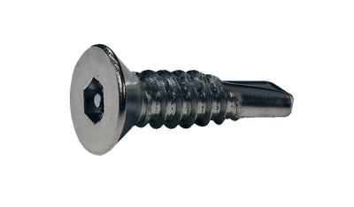 #10 x 1 1/2" Self-Drilling Security Screws / Pin-In Hex Drive / Flat Head / 410 Stainless Steel / Passivated