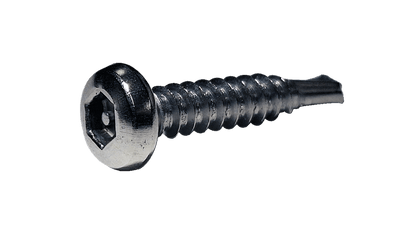 #14 x 3/4" Self-Drilling Security Screws / Pin-In Hex Drive / Pan Head / 410 Stainless Steel / Passivated