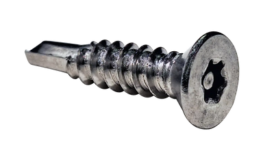 #12 x 3/4" Self-Drilling Security Screws / Pin-In 6 Lobe / Flat Head / 18-8 Stainless Steel / Passivated