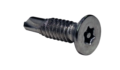#10-24 x 3/4" Self-Drilling Security Screws / Pin-In 6 Lobe / Flat Head / 18-8 Stainless Steel / Passivated