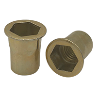 1/4"-20 (.027-.165" Grip) Standard Smooth Body Rivet Nut / Steel / Zinc Yellow