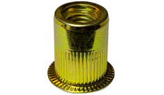 M4-0.7 (Max Grip 2.0mm) Large Flange Ribbed Blind Threaded Inserts / Steel / Zinc Yellow